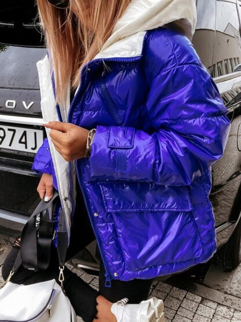 Winter Women Down Plus Size Jacket Pure Color Casual Hooded - ROUTINE FASHION